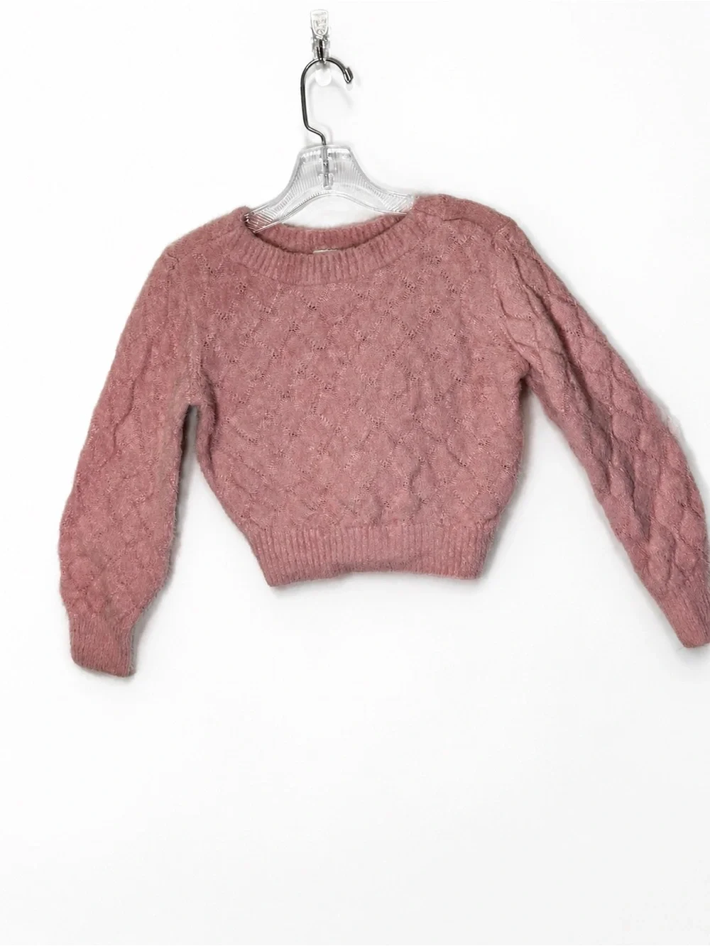 Abercrombie Kids Girl’s Pink Fuzzy Crew Neck Sweater